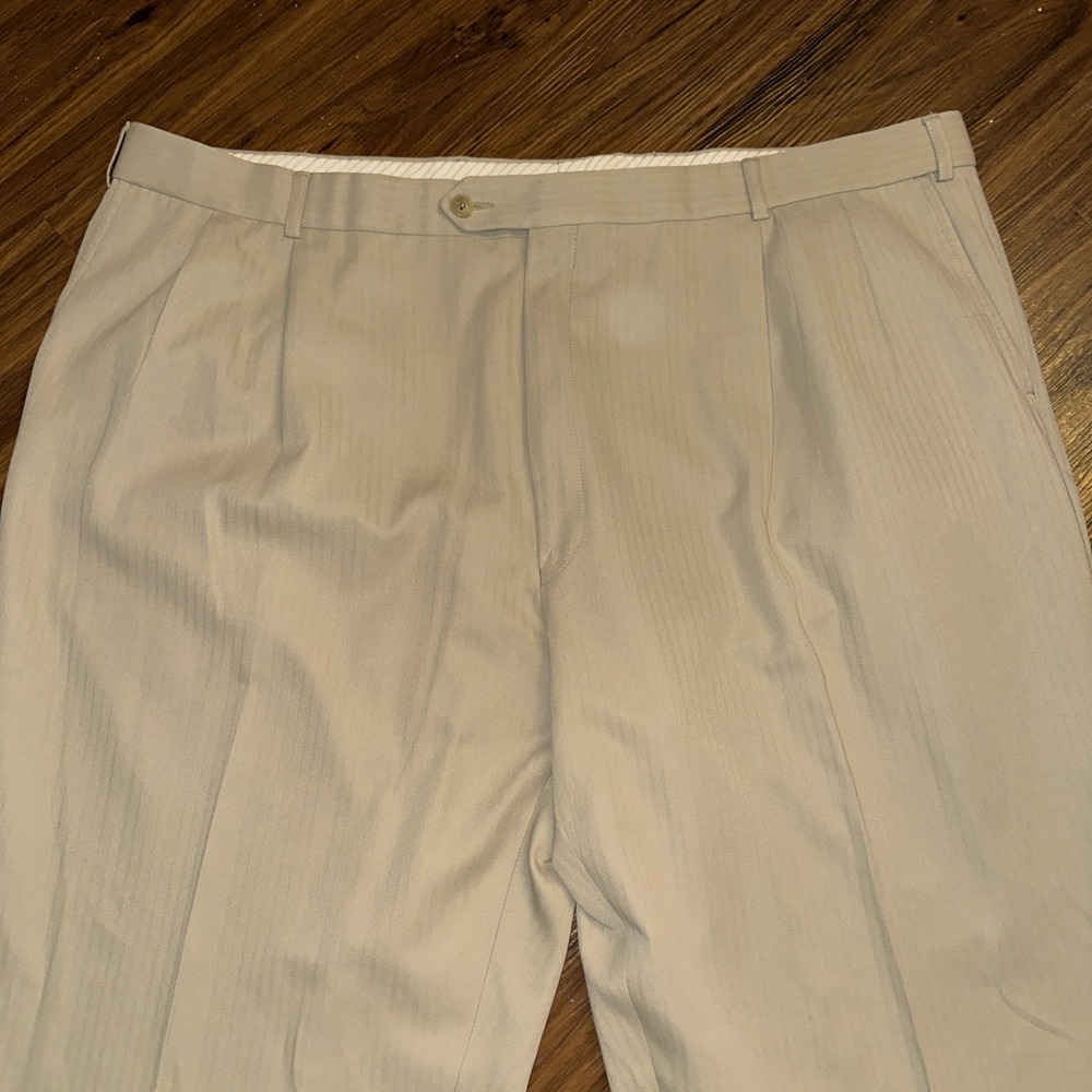 Ballin Men's Relax Pleated Khaki Microfiber Pants 46x29 (45x29) Hemmed